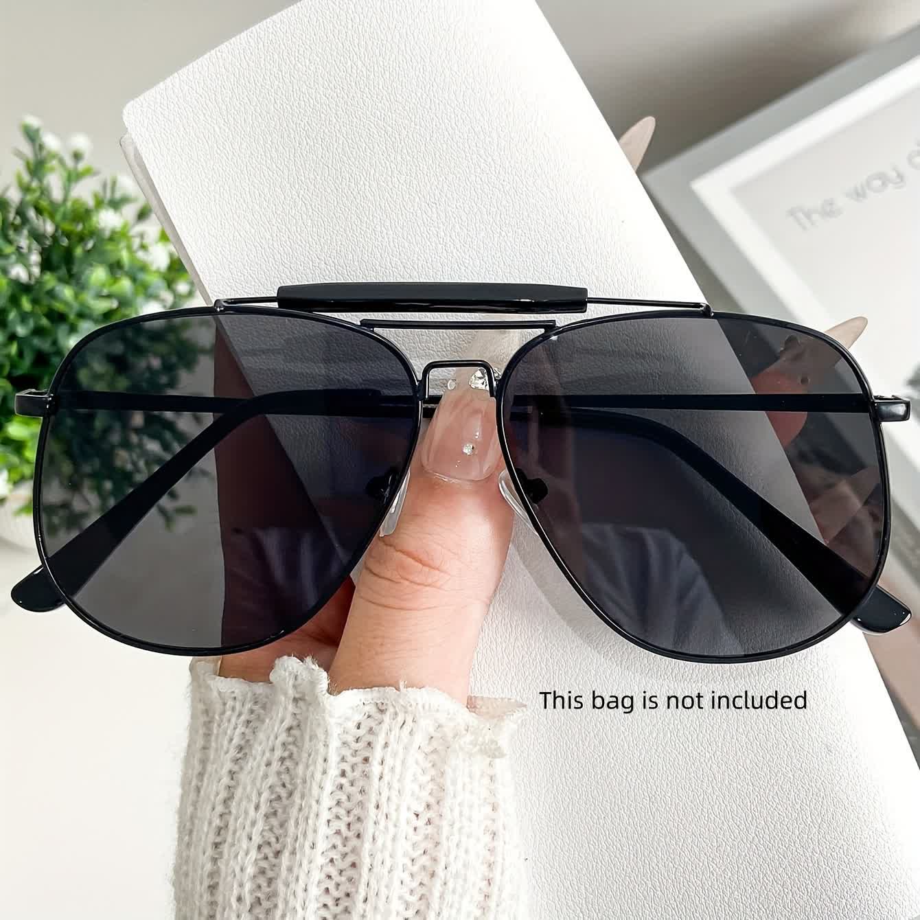 Double Bridges Oversized Frame Hipster Aviator Sunglasses