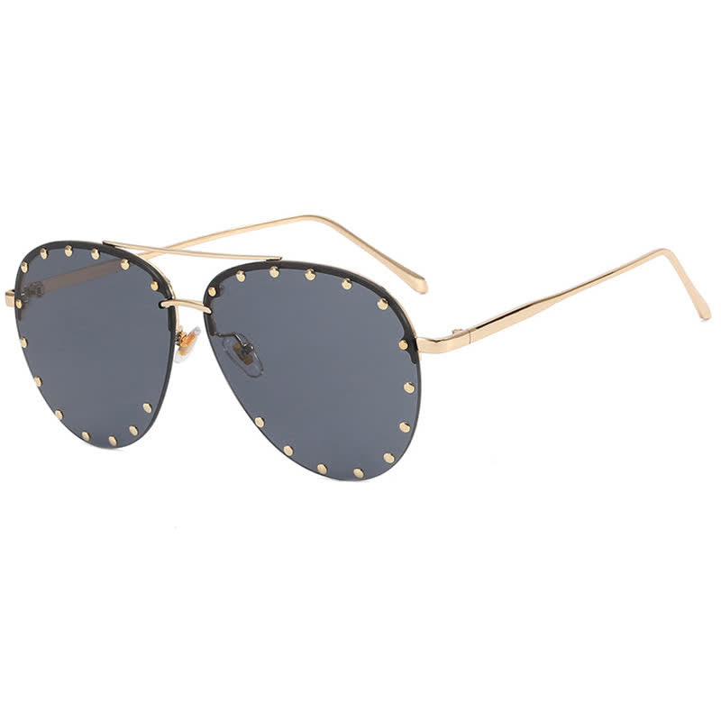 Rivets Decor Double Bridges Retro Aviator Sunglasses