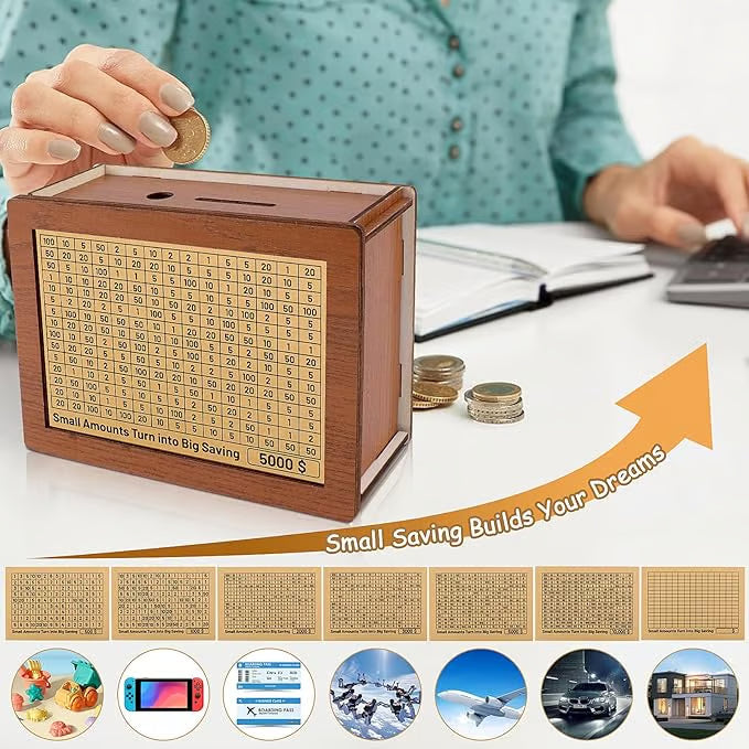 🔥Cash Vault Wooden Savings Box🎁Help achieve savings goals
