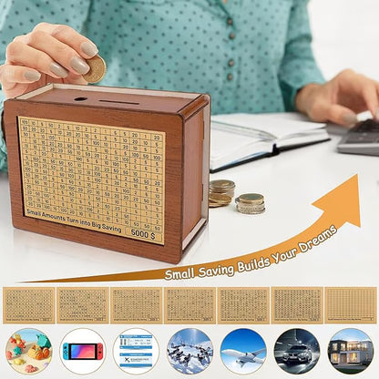 🔥Cash Vault Wooden Savings Box🎁Help achieve savings goals