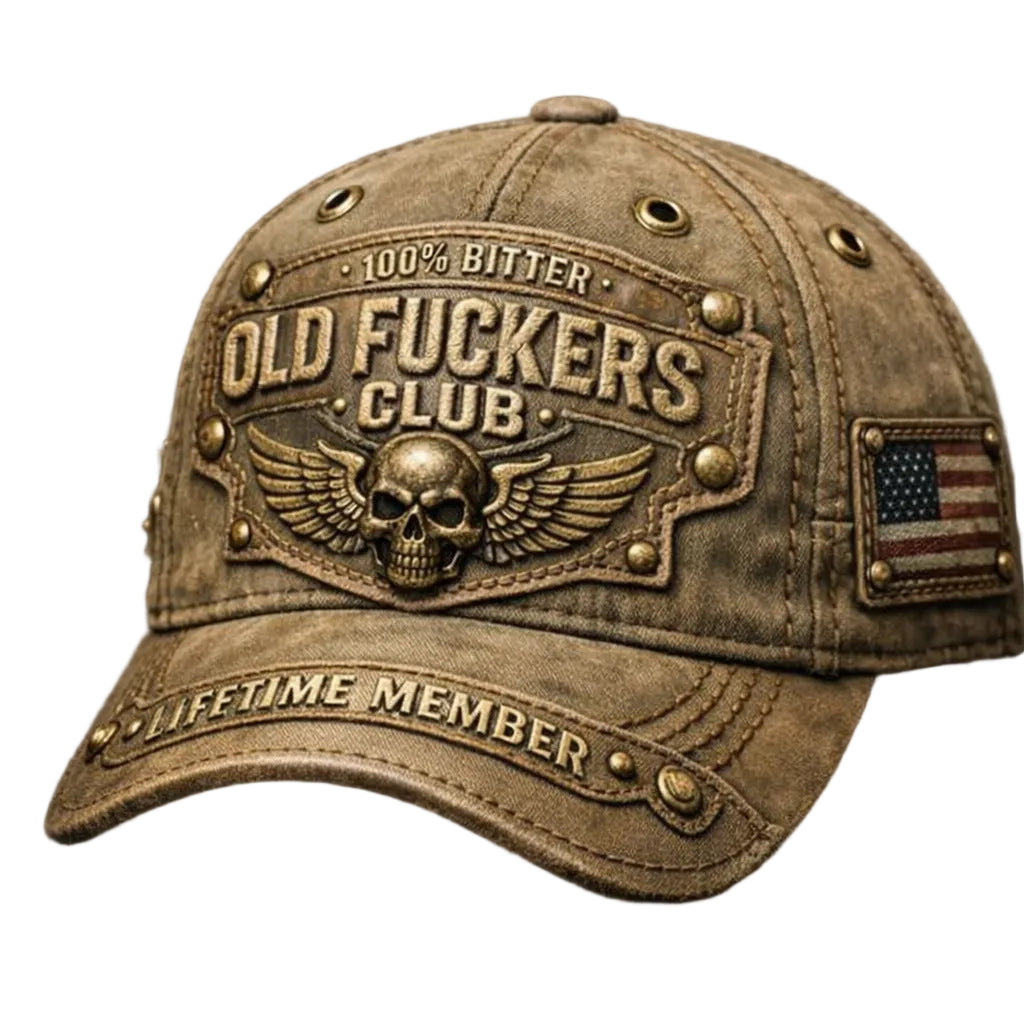 Vintage Distressed Baseball Cap - "Old Fuckers Club" Hat