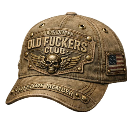 Vintage Distressed Baseball Cap - "Old Fuckers Club" Hat