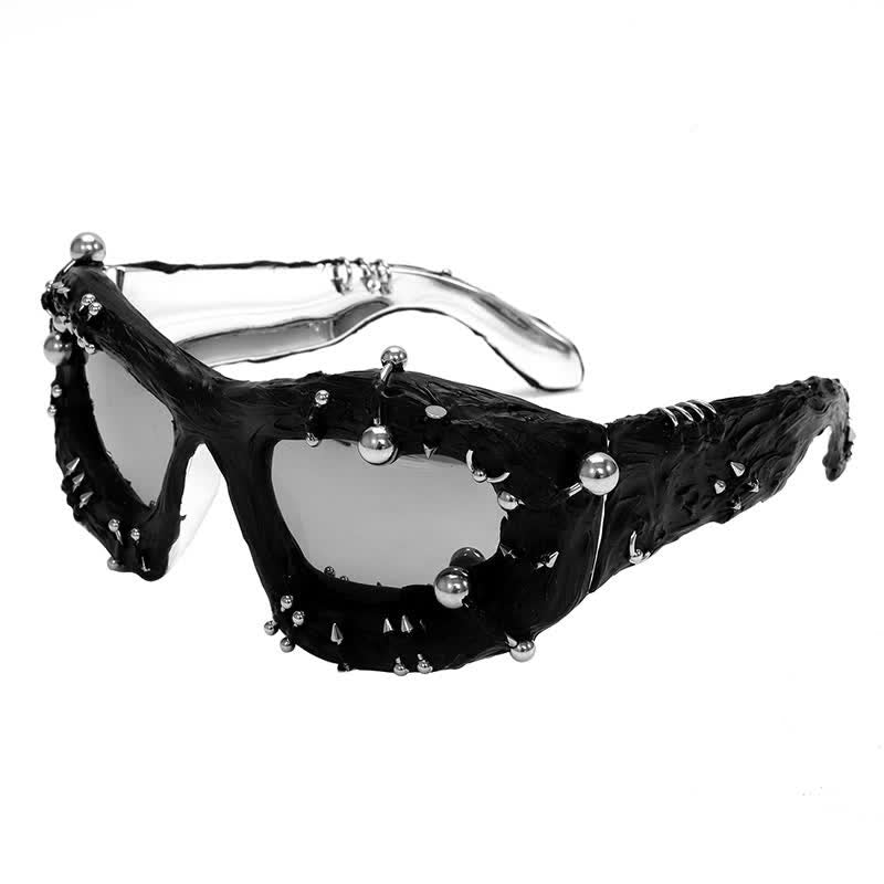 CyberPunk Style Irregular Shaped Rivet Decor Sunglasses for Party