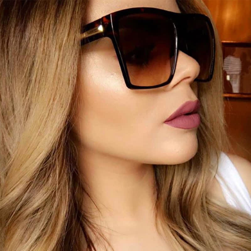 Flat Top Oversized Square Frame Fashion Sunglasses