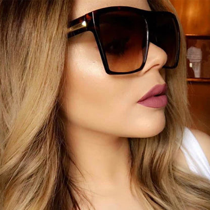 Flat Top Oversized Square Frame Fashion Sunglasses