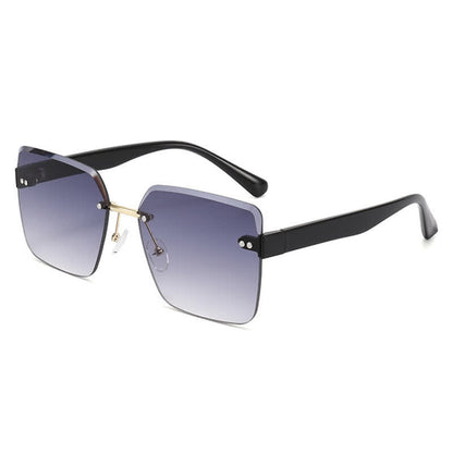Oversized Square Frame Hipster Rimless Sunglasses