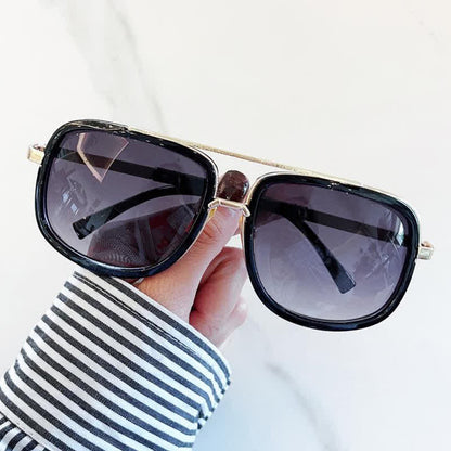 Aviator Double Bridges Frame Brown Ombre Tinted Sunglasses