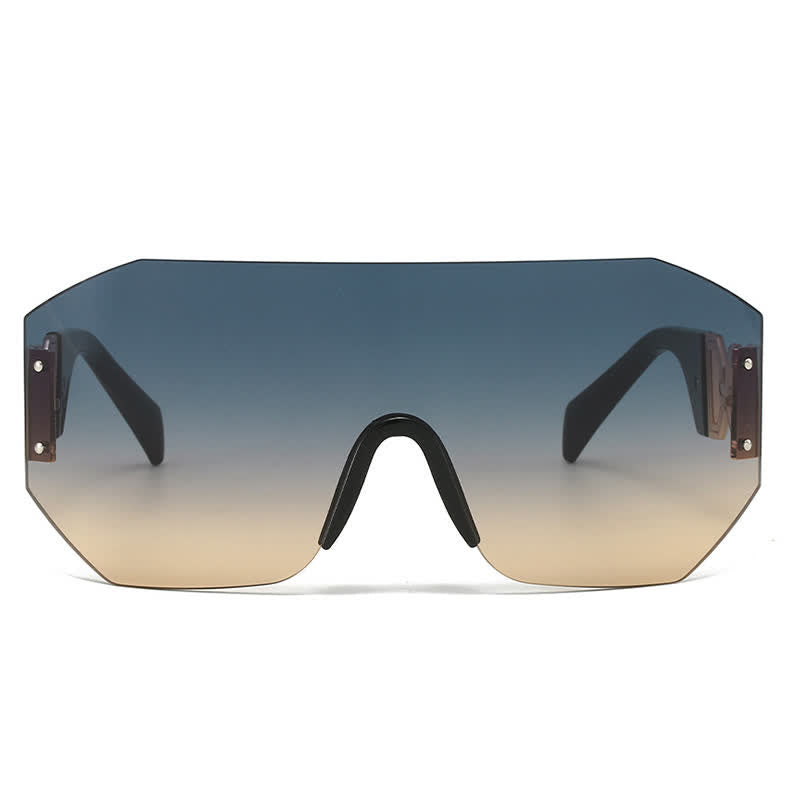 One-piece Rimless Oversized Tined Sunglasses