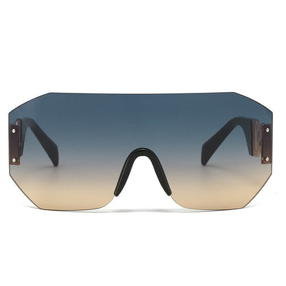 One-piece Rimless Oversized Tined Sunglasses