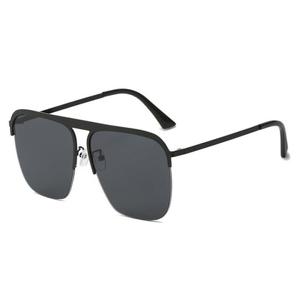 Square Frame Semi-Rimless Oversized Sunglasses