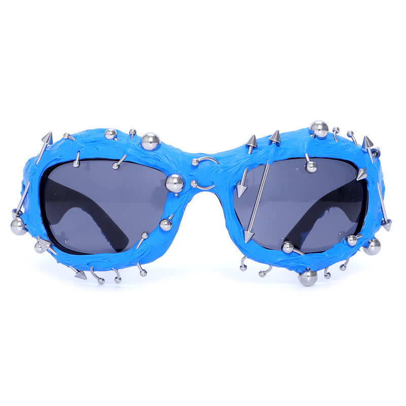 CyberPunk Style Irregular Shaped Rivet Decor Sunglasses for Party