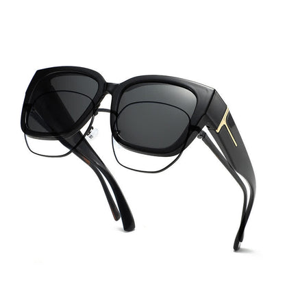 Fit Over Glasses Square Frame Polarized Sunglasses