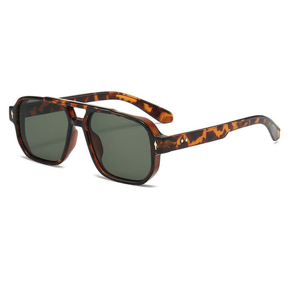 Square Frame Double Bridges Vintage Arrow Sunglasses