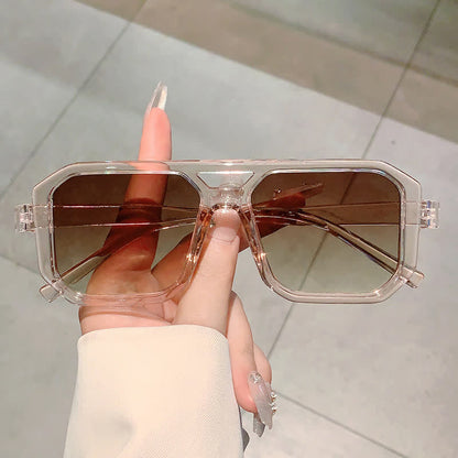 Double Bridges Geometric Frame Driving Sunglasses