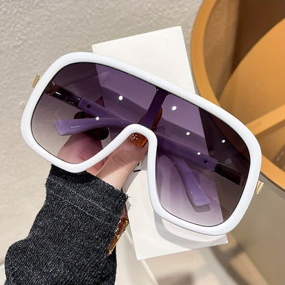 Flat Top Double Bridges Oversized Trendy Aviator Sunglasses