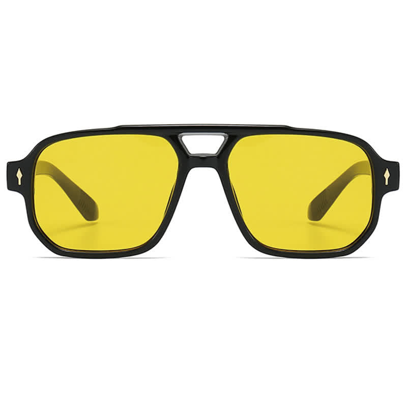 Square Frame Double Bridges Vintage Arrow Sunglasses
