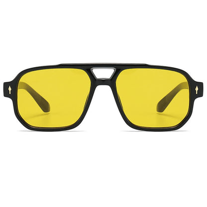 Square Frame Double Bridges Vintage Arrow Sunglasses