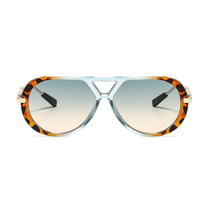 Double Bridges Tortoiseshell Oval Frame Sunglasses