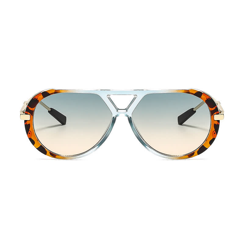 Double Bridges Tortoiseshell Oval Frame Sunglasses
