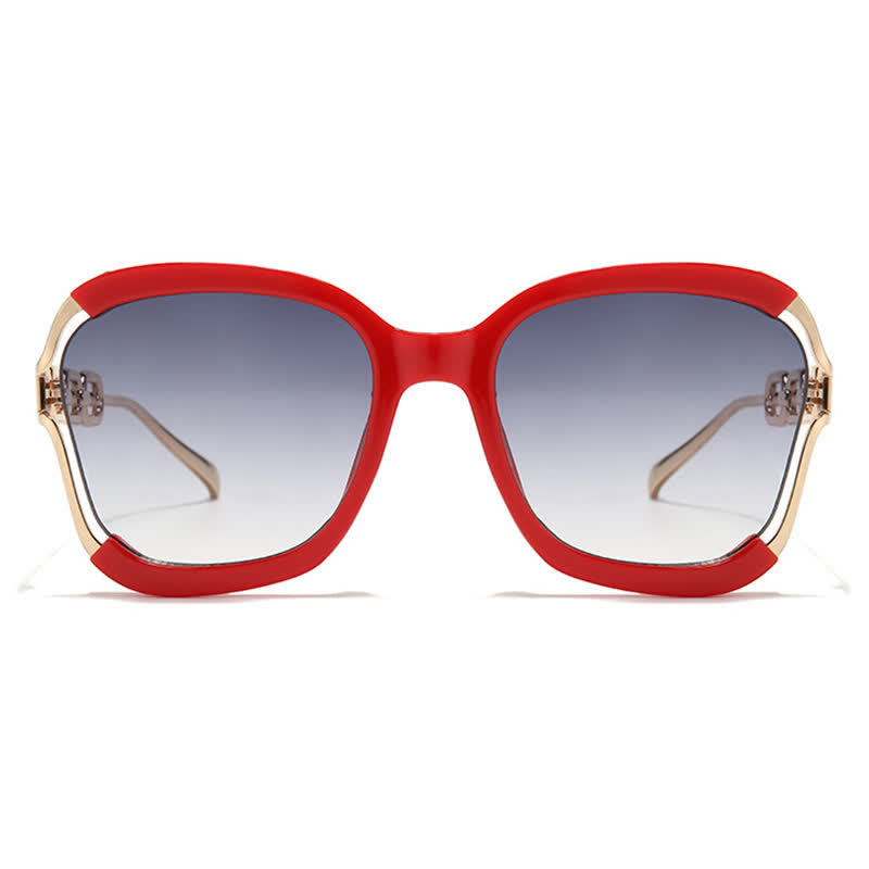 Fashion Square Chain Temples Oversized Sunglasses