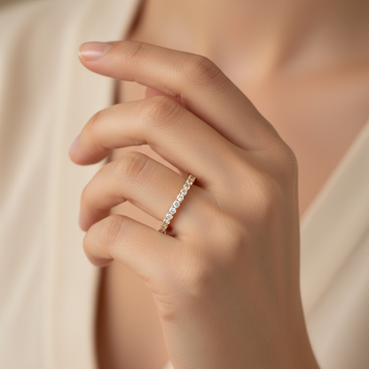 Thin Band Diamond Eternity Ring – Dainty Sparkle for Everyday Elegance