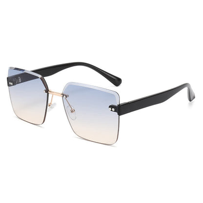 Oversized Square Frame Hipster Rimless Sunglasses