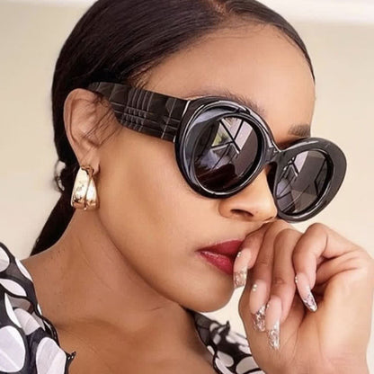 Round Thick Frame Hipster Oversized Sunglasses