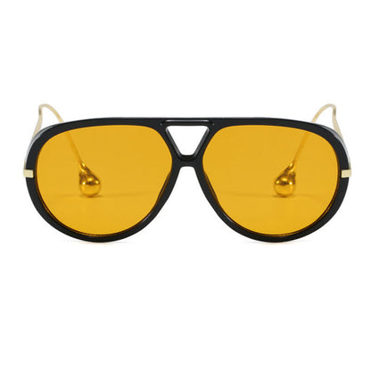 Double Bridges Metal Temples Aviator Sunglasses