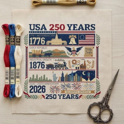 🔥Last Day 49% OFF -  US America 250 Years Independence Day Cross Stitch Diy Kit🧵