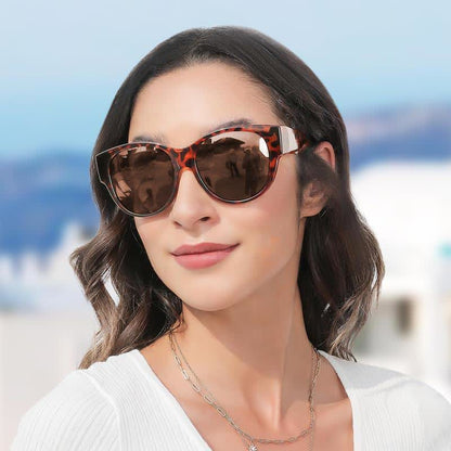Polarized Round Frame Driving Sunglasses Fit Over Glasses for Women Men
