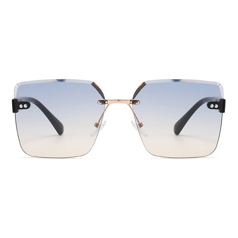 Oversized Square Frame Hipster Rimless Sunglasses