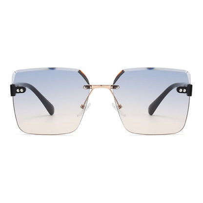 Oversized Square Frame Hipster Rimless Sunglasses