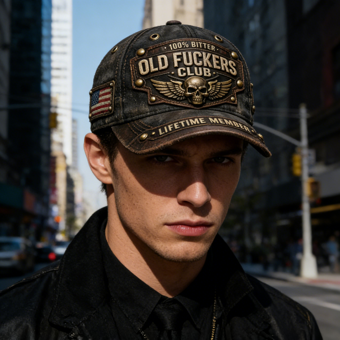 Vintage Distressed Baseball Cap - "Old Fuckers Club" Hat