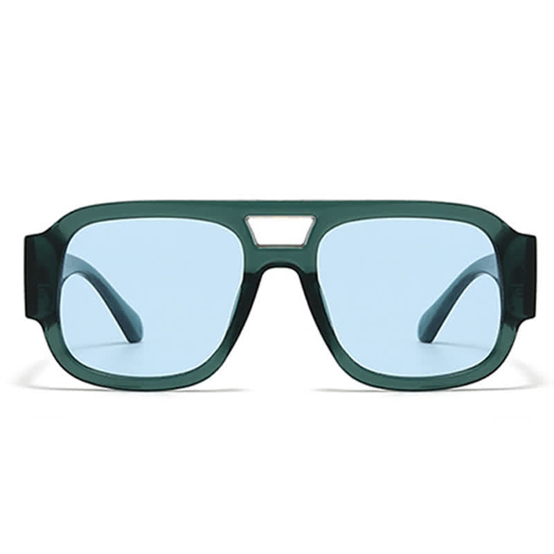 Square Frame Double Bridges Classic Thick Sunglasses