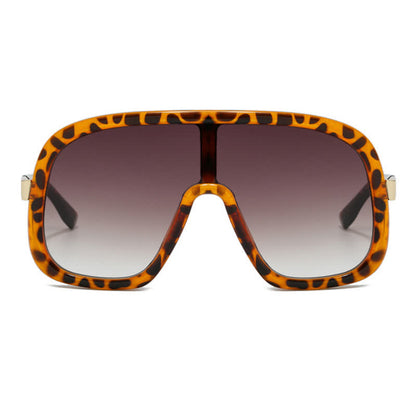 Flat Top Double Bridges Oversized Trendy Aviator Sunglasses