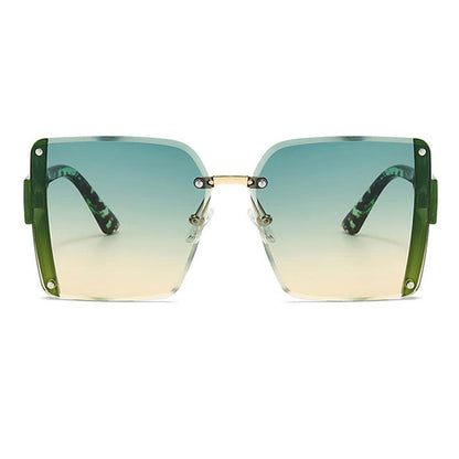 Square Frame Oversized Rimless Sunglasses