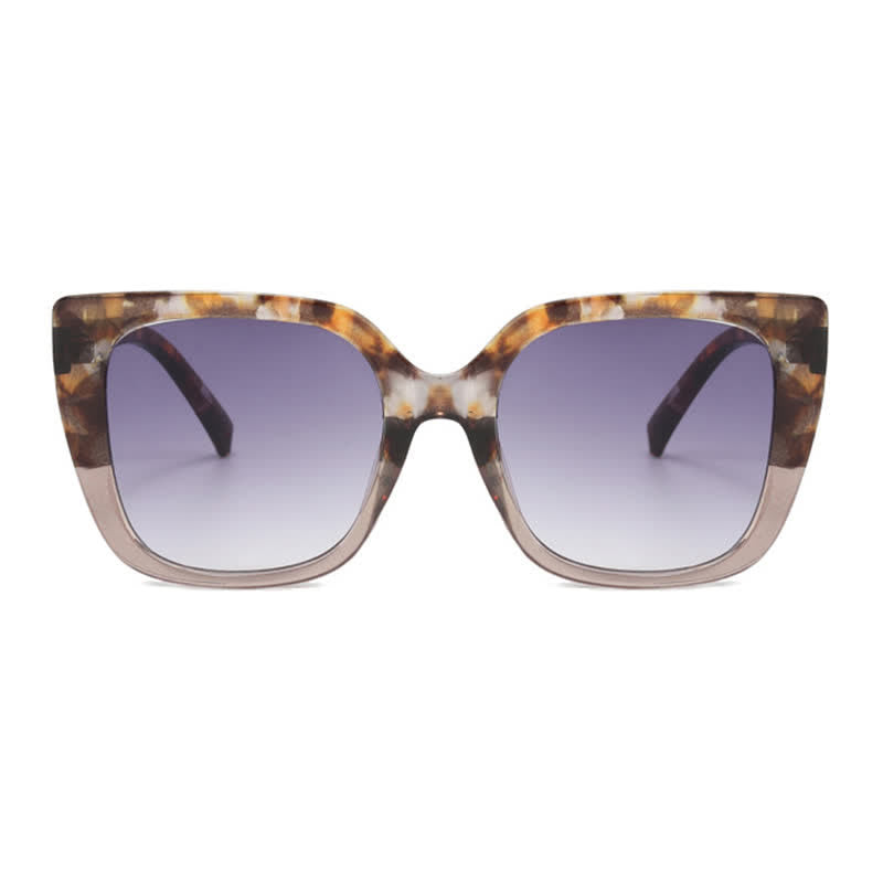 Leopard Pattern Square Frame Oversized Sunglasses
