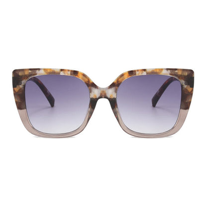 Leopard Pattern Square Frame Oversized Sunglasses