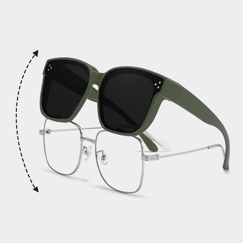 Fit Over Glasses Square Frame Classic Polarized Sunglasses for Women Men