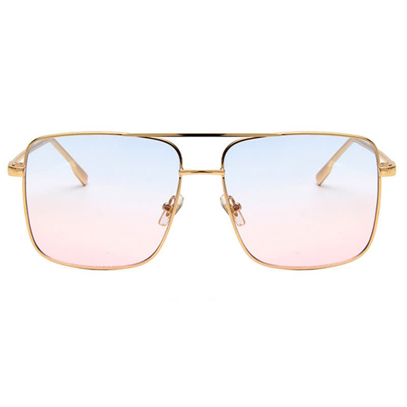 Retro Classic Square Frame Double Bridges Sunglasses