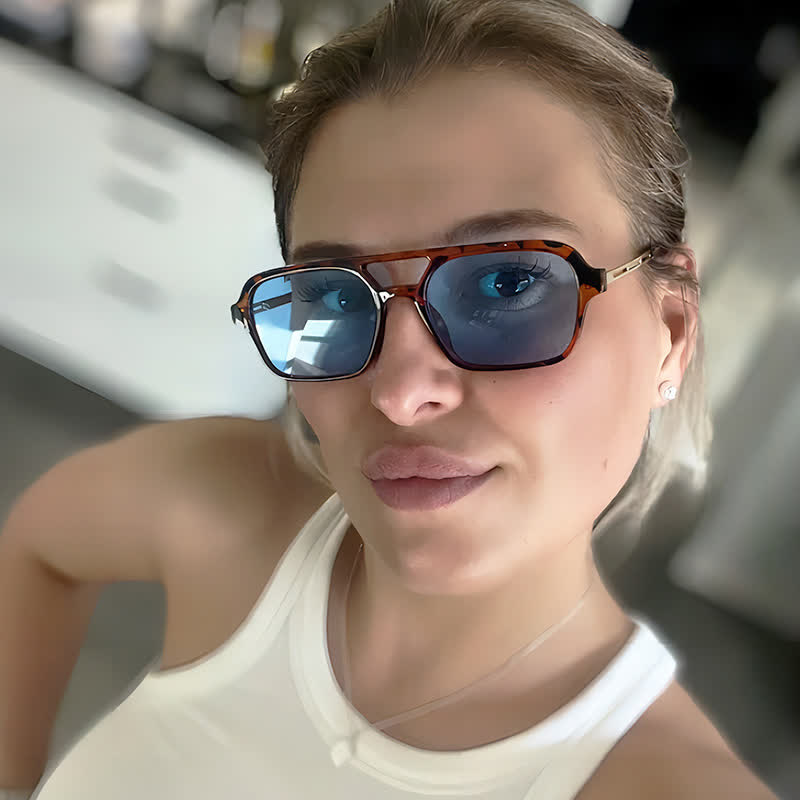 Double Bridges Retro Aviator Sunglasses