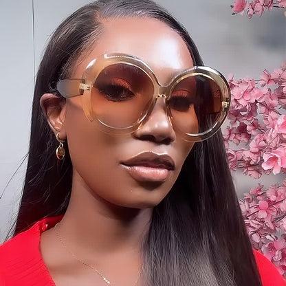 Round Frame Hipster Oversized Sunglasses