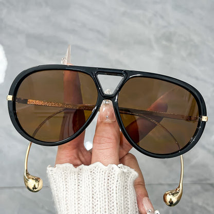 Double Bridges Metal Temples Aviator Sunglasses