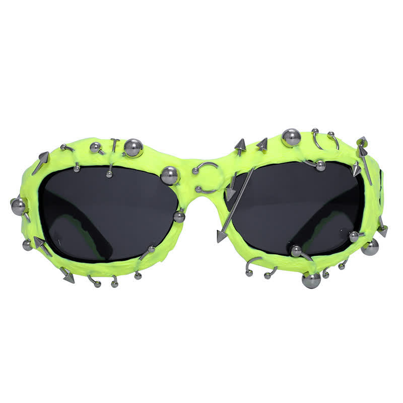 CyberPunk Style Irregular Shaped Rivet Decor Sunglasses for Party