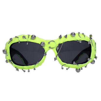 CyberPunk Style Irregular Shaped Rivet Decor Sunglasses for Party