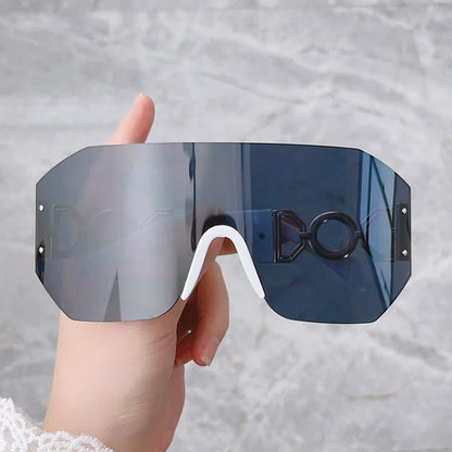 One-piece Rimless Oversized Tined Sunglasses
