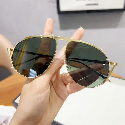 Hipster Metal Temples Aviator Sunglasses