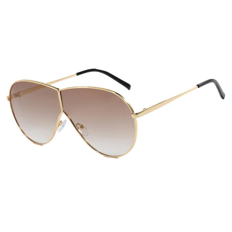 Hipster One-piece Metal Temples Aviator Sunglasses