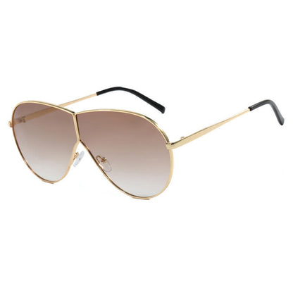 Hipster One-piece Metal Temples Aviator Sunglasses