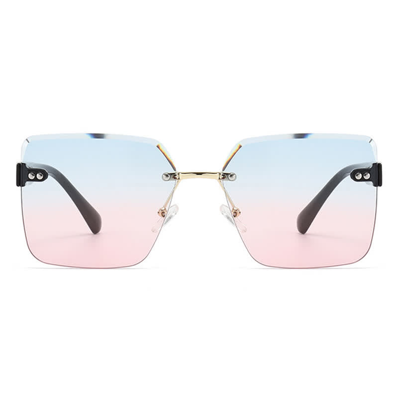 Oversized Square Frame Hipster Rimless Sunglasses